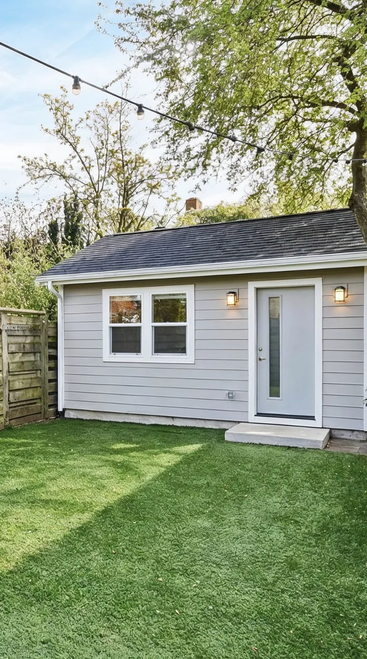 Finished backyard ADU with private entrance and modern siding in Dallas