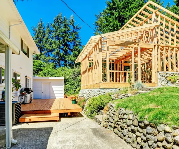 Guest house ADU construction backyard second home built by ADU Builders Dallas