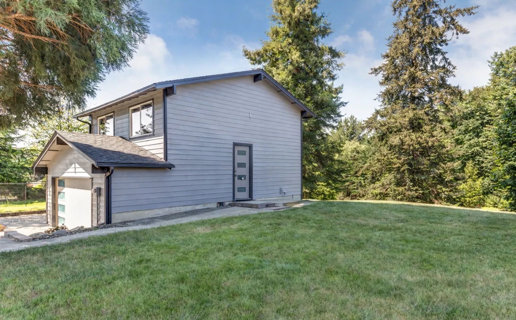 Side yard before attached ADU home addition construction in Dallas