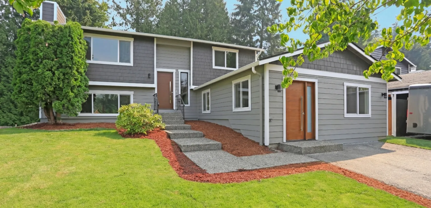 Attached in-law suite conversion with private front entrance and independent living space in Dallas TX